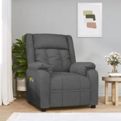 vidaXL Massagestoel elektrisch stof donkergrijs