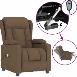 vidaXL Massagestoel elektrisch verstelbaar stof bruin