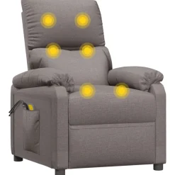 vidaXL Massagestoel elektrisch stof taupe