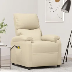 vidaXL Massagestoel elektrisch stof taupe