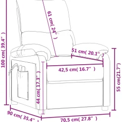 vidaXL Massagestoel elektrisch stof taupe