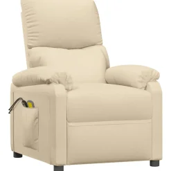vidaXL Massagestoel elektrisch stof taupe