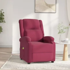 vidaXL Massagestoel elektrisch fluweel wijnrood