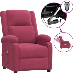 vidaXL Massagestoel elektrisch fluweel wijnrood