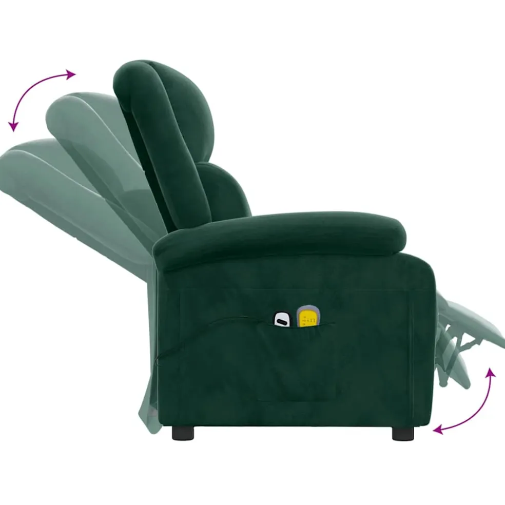 vidaXL Massagestoel elektrisch verstelbaar fluweel donkergroen