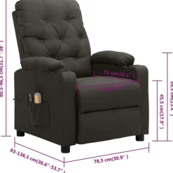 vidaXL Massagestoel elektrisch stof taupe