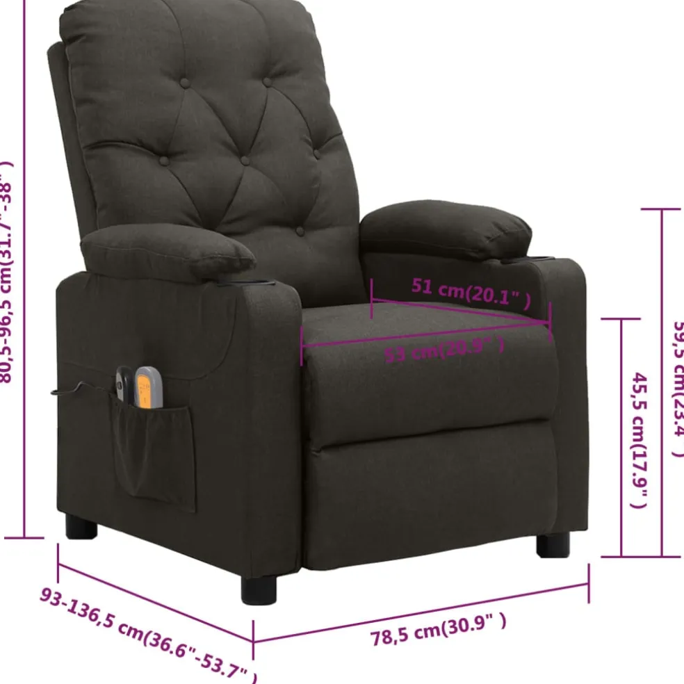 vidaXL Massagestoel elektrisch stof taupe