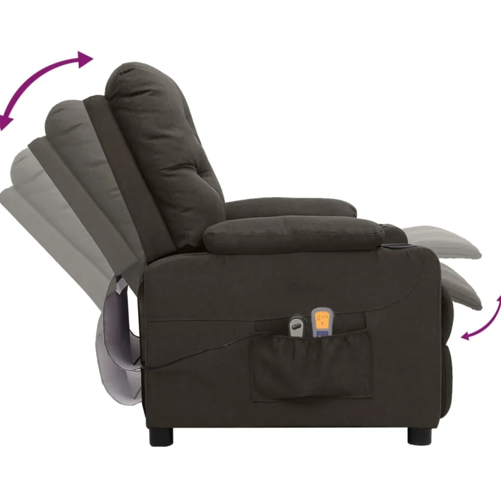 vidaXL Massagestoel elektrisch stof taupe