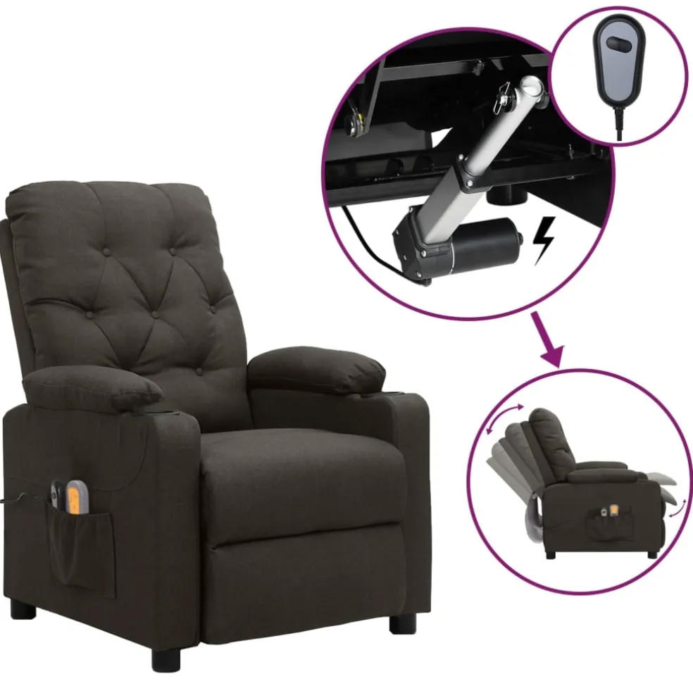 vidaXL Massagestoel elektrisch stof taupe
