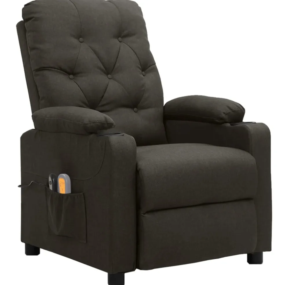 vidaXL Massagestoel elektrisch stof taupe