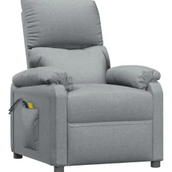 vidaXL Massagestoel elektrisch stof lichtgrijs