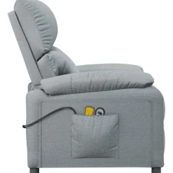 vidaXL Massagestoel elektrisch stof lichtgrijs