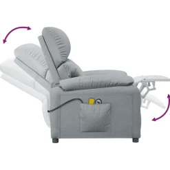 vidaXL Massagestoel elektrisch stof lichtgrijs