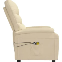 vidaXL Massagestoel elektrisch stof crèmekleurig