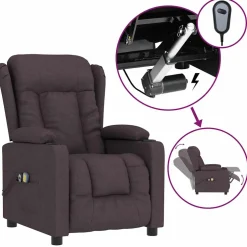 vidaXL Massagestoel elektrisch verstelbaar stof donkerbruin
