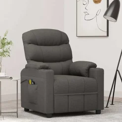 vidaXL Massagestoel elektrisch stof donkergrijs