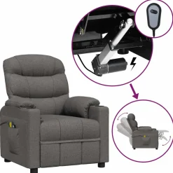 vidaXL Massagestoel elektrisch stof donkergrijs