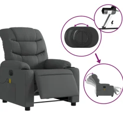 vidaXL Massagestoel elektrisch verstelbaar stof donkergrijs