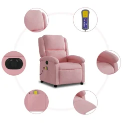 vidaXL Massagestoel elektrisch verstelbaar fluweel roze