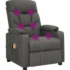 vidaXL Massagestoel elektrisch stof donkergrijs