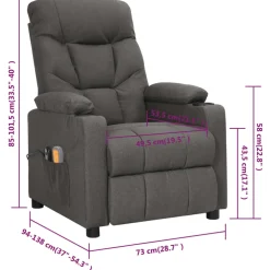 vidaXL Massagestoel elektrisch stof donkergrijs