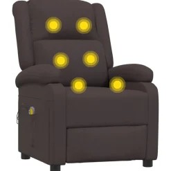vidaXL Massagestoel elektrisch verstelbaar stof donkerbruin