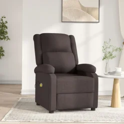 vidaXL Massagestoel elektrisch verstelbaar stof donkerbruin