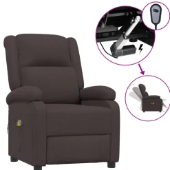 vidaXL Massagestoel elektrisch verstelbaar stof donkerbruin