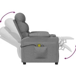 vidaXL Massagestoel elektrisch stof lichtgrijs