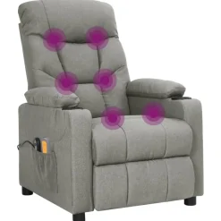 vidaXL Massagestoel elektrisch stof lichtgrijs