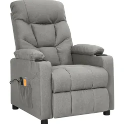 vidaXL Massagestoel elektrisch stof lichtgrijs