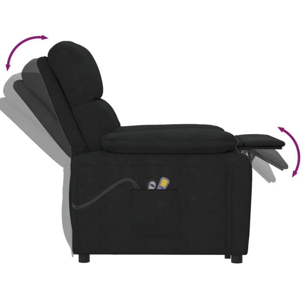 vidaXL Massagestoel elektrisch stof zwart
