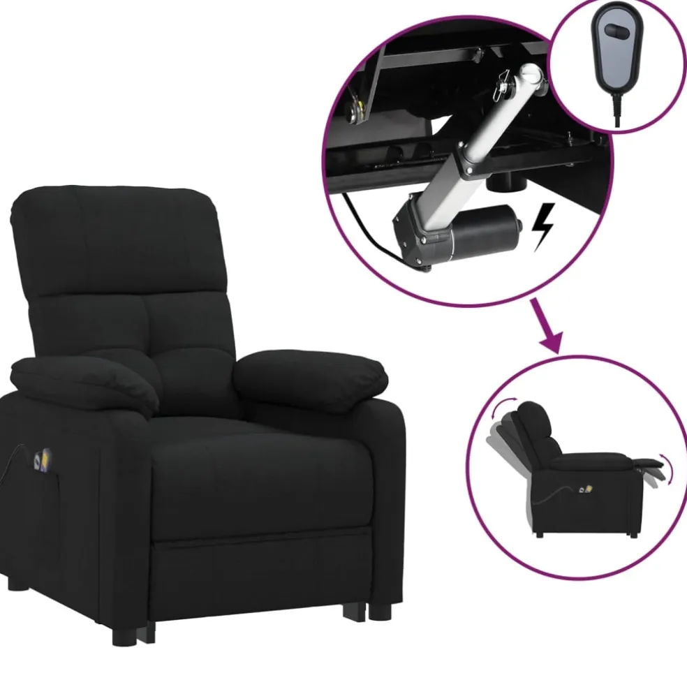 vidaXL Massagestoel elektrisch stof zwart
