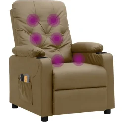 vidaXL Massagestoel elektrisch kunstleer cappuccinokleurig