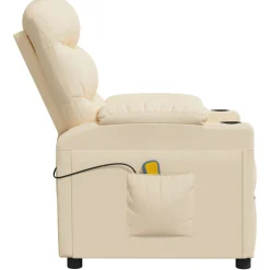 vidaXL Massagestoel elektrisch stof crèmekleurig