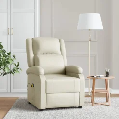 vidaXL Massagestoel kunstleer crèmekleurig