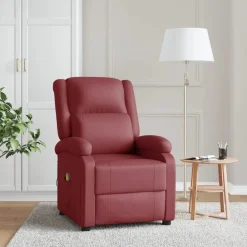vidaXL Massagestoel kunstleer wijnrood