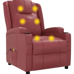vidaXL Massagestoel kunstleer wijnrood