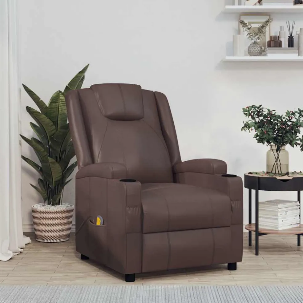 vidaXL Massagestoel kunstleer bruin