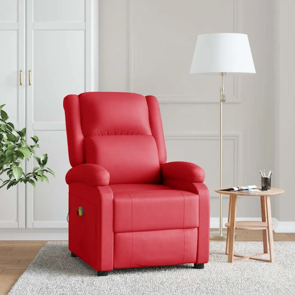 vidaXL Massagestoel kunstleer rood