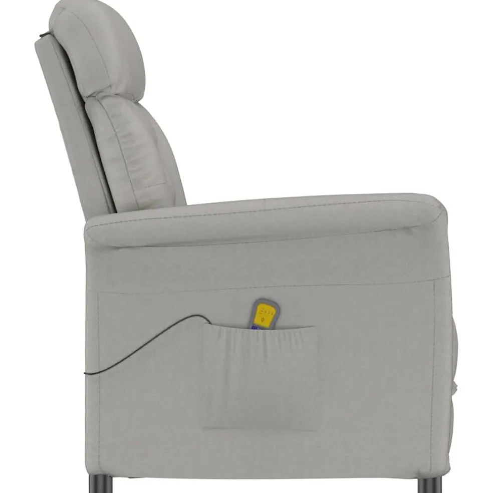 vidaXL Massagestoel Lichtgrijs 96.5 x 70.5 x 95 cm Microvezel
