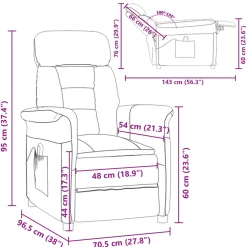vidaXL Massagestoel Lichtgrijs 96.5 x 70.5 x 95 cm Microvezel