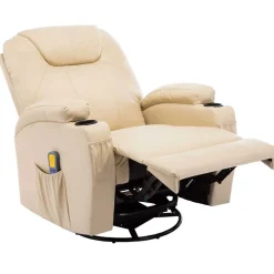 vidaXL Massagestoel schommelend kunstleer crèmekleurig