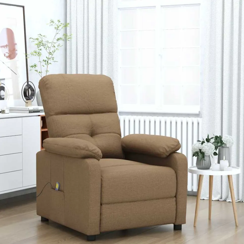 vidaXL Massagestoel stof bruin