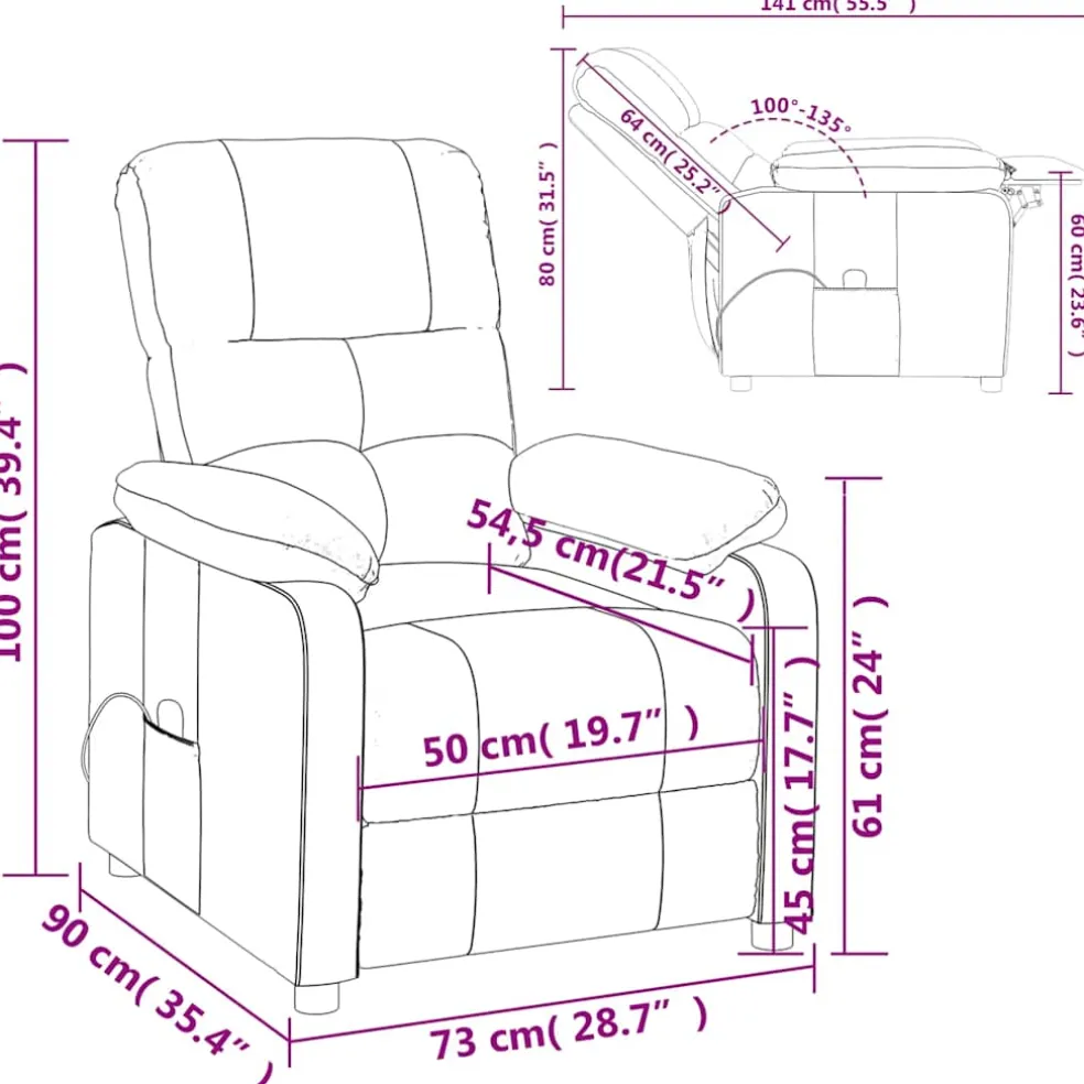 vidaXL Massagestoel stof bruin