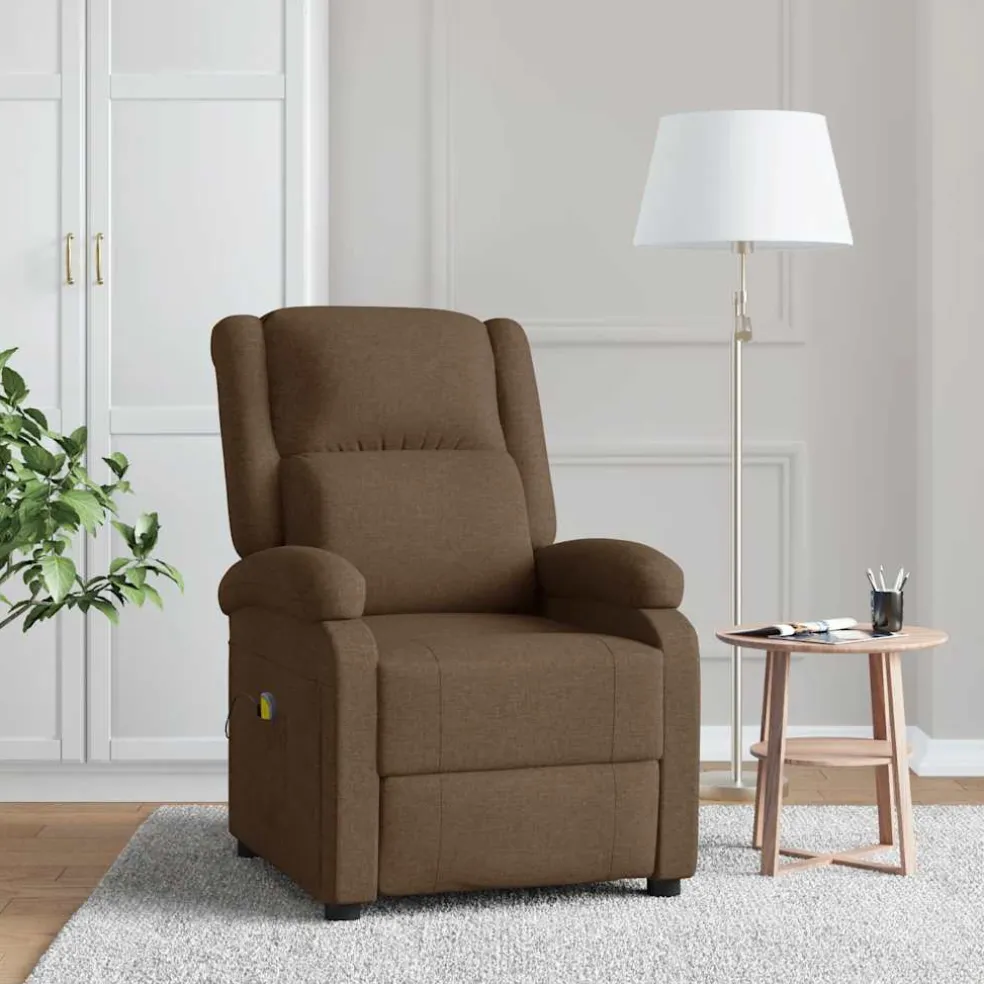 vidaXL Massagestoel stof bruin