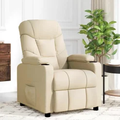 vidaXL Massagestoel stof crèmekleurig
