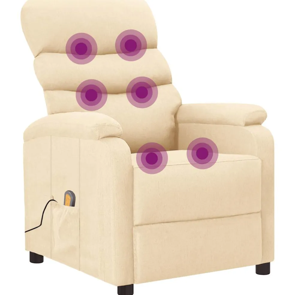 vidaXL Massagestoel stof crèmekleurig