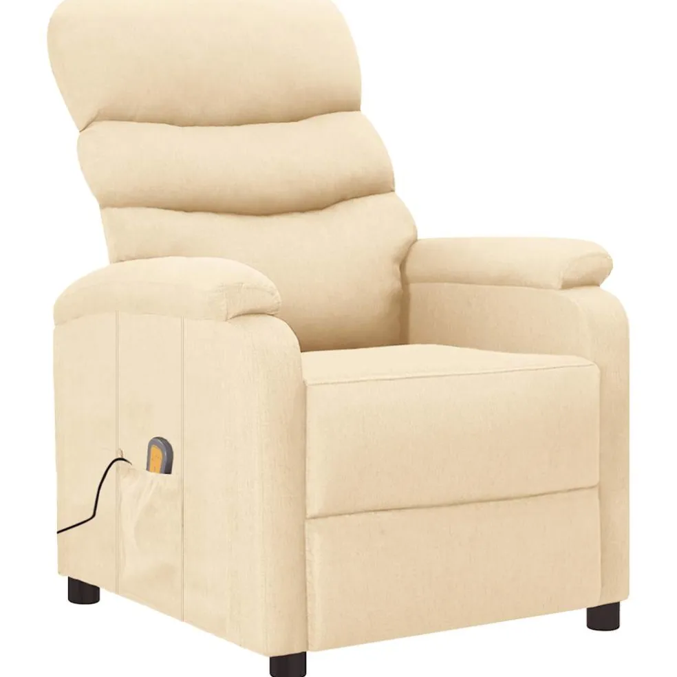 vidaXL Massagestoel stof crèmekleurig