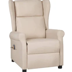 vidaXL Massagestoel stof crèmekleurig